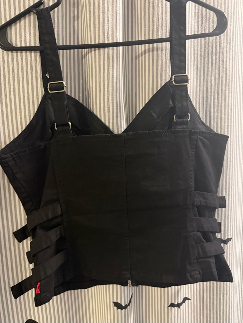 Royal Bones Black Strappy Zip-Front Corset Vest - Picture 3 of 3